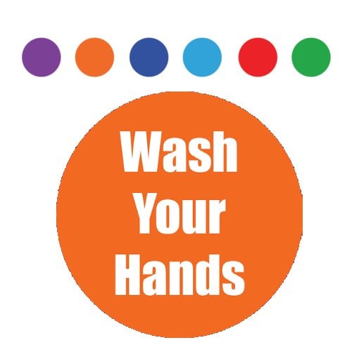 "Wash Your Hands" 11" Round Non-Slip Floor Stickers - 5pk