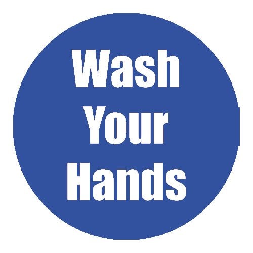 "Wash Your Hands" Blue 11" Round Non-Slip Floor Stickers - 5pk