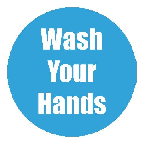 "Wash Your Hands" Cyan 11" Round Non-Slip Floor Stickers - 5pk