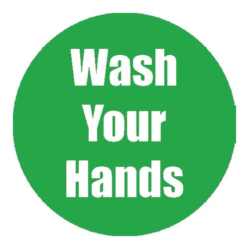 "Wash Your Hands" Green 11" Round Non-Slip Floor Stickers - 5pk