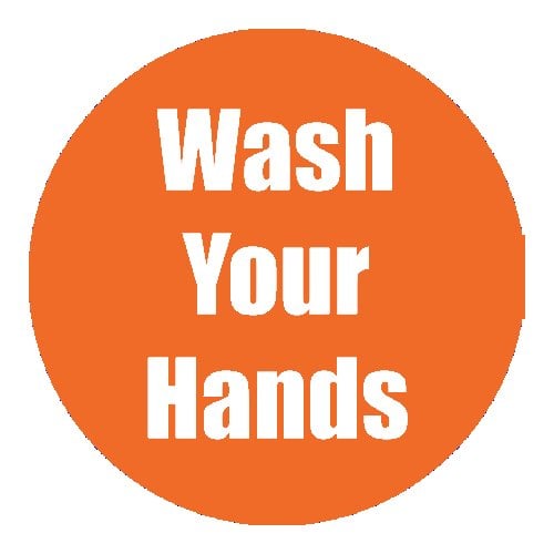 "Wash Your Hands" Orange 11" Round Non-Slip Floor Stickers - 5pk