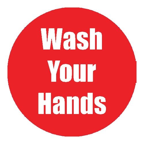 "Wash Your Hands" Red 11" Round Non-Slip Floor Stickers - 5pk