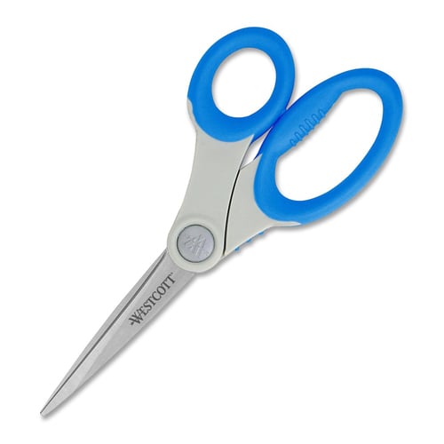 Westcott Antimicrobial 8" Blue Stainless Steel Straight Scissors