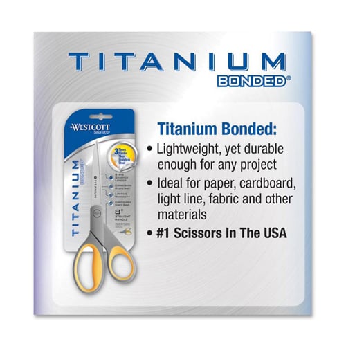 Westcott Titanium Bonded 8" Straight Scissors with Soft Grip Handles