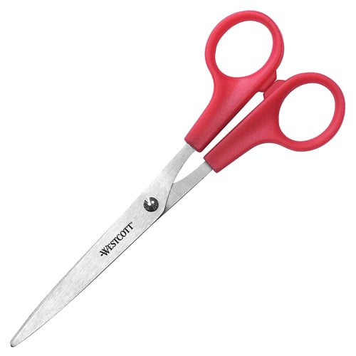 Westcott Value Red 7" Straight Stainless Steel Scissors