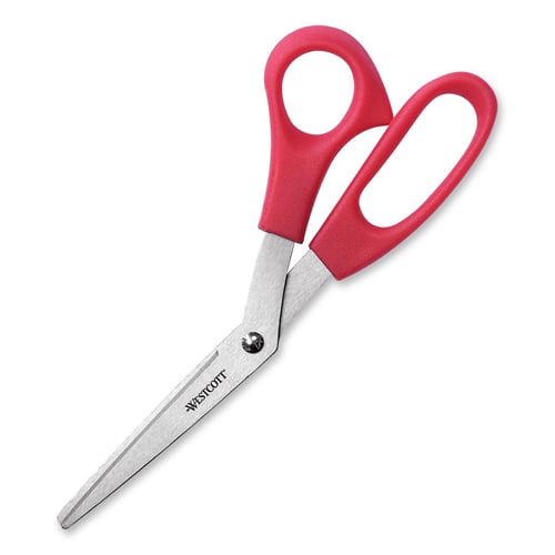 Westcott Value Red 8" Bent Stainless Steel Scissors