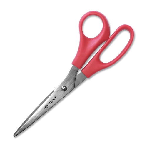 Westcott Value Red 8" Straight Stainless Steel Scissors