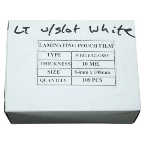 White 10mil Luggage Tag With Slot Laminating Pouches - 100pk