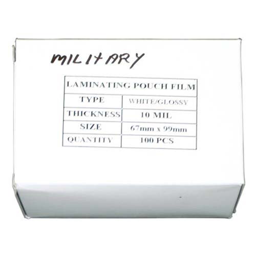 White 10mil Military Laminating Pouches - 100pk
