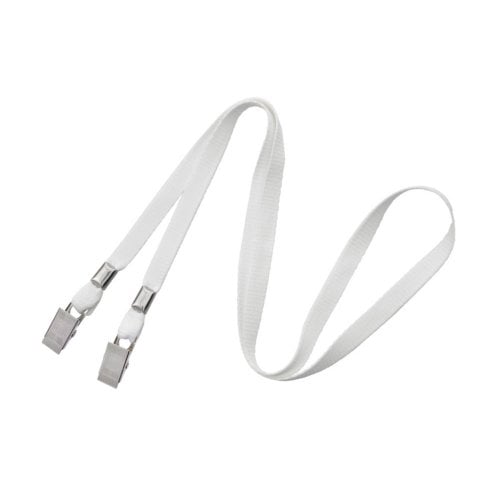 3/8" Flat Open Ended Lanyards with Two Bulldog Clips - 100pk