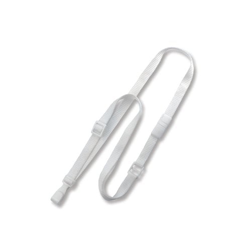 White Adjustable Lanyard with Wide No-Twist Plastic Hook - 100pk