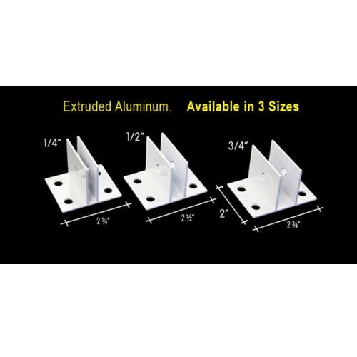 White Aluminum Sooper "Center" Brackets for Mounting Solid Substrate