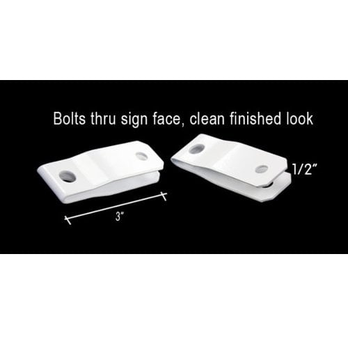 White Aluminum Sooper Sign Hanging Brackets for Mounting Solid Substrate