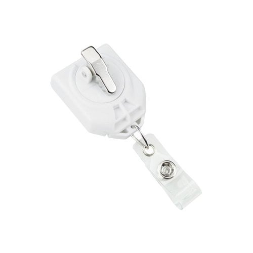 White B-REEL No-Twist Badge Reel With Swivel Clip w/ Teeth - 25pk