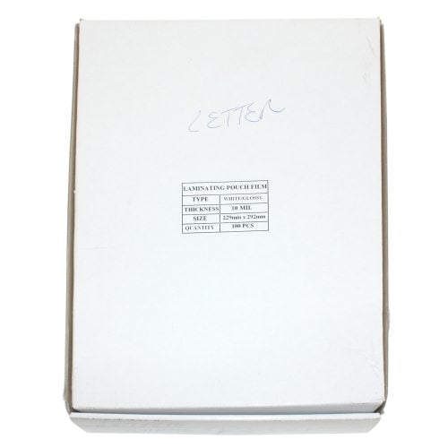 White 10mil 9" x 11-1/2" Letter Size Laminating Pouches - 100pk