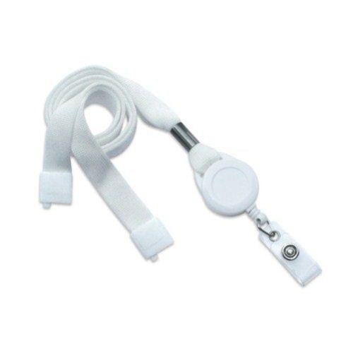 White Break-Away Lanyard Badge Reel Combo - 100pk