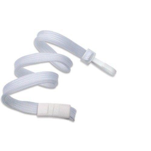 White Flat Braid Break-Away Lanyard with Narrow Hook - 100pk