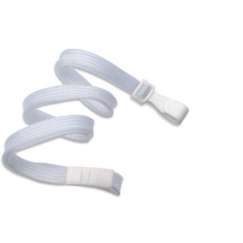 White Flat Braid Break-Away Lanyard with Wide Hook - 100pk