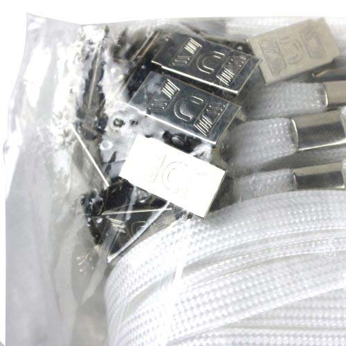 White Flat Braid Lanyard with Bulldog Clip - 100pk