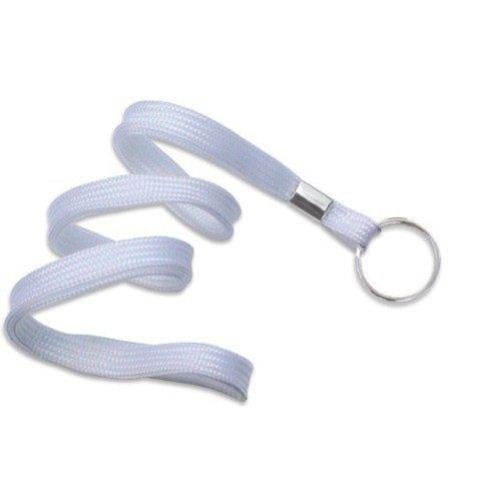 White Flat Braid Lanyard with NPS Split Ring - 100pk- Clearance Sale