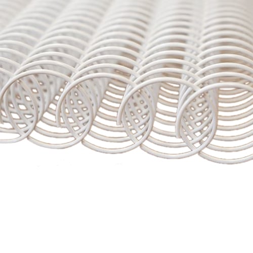 1/4" White 4:1 Metal Spiral Coil Binding Spines - 100pk