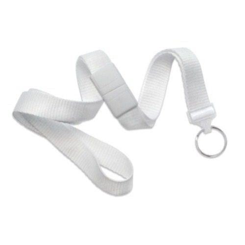 White Microweave Break-Away Lanyard with NPS Split Ring - 100pk