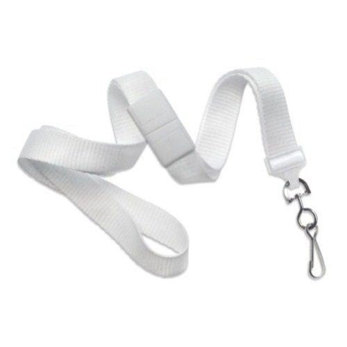White Microweave Break-Away Lanyard with NPS Swivel Hook - 100pk