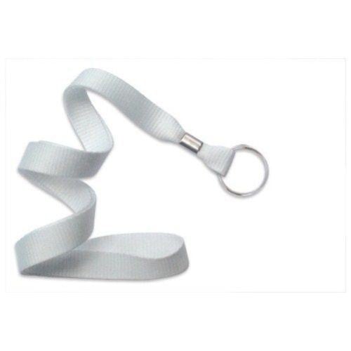 White Microweave Lanyard with NPS Split Ring - 100pk