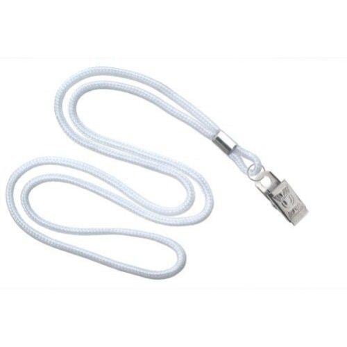 White Round Braid Lanyard with NPS Bulldog Clip - 100pk