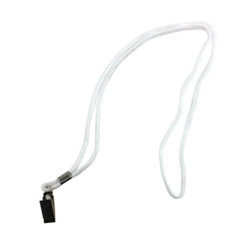 White Round Braid Lanyard with NPS Bulldog Clip - 100pk