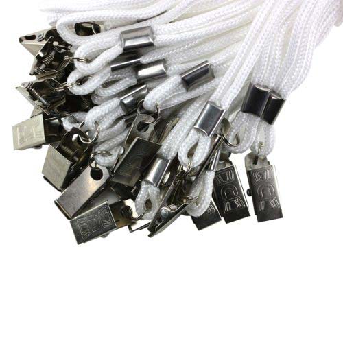 White Round Braid Lanyard with NPS Bulldog Clip - 100pk