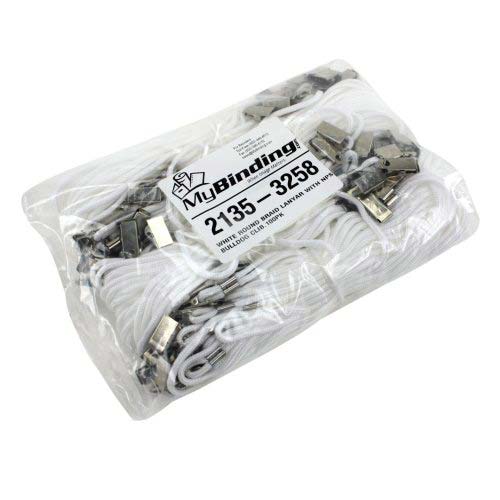 White Round Braid Lanyard with NPS Bulldog Clip - 100pk