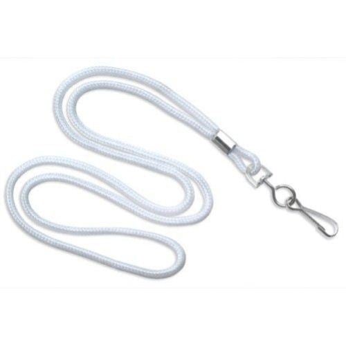 White Round Braid Lanyard with NPS Swivel Hook - 100pk
