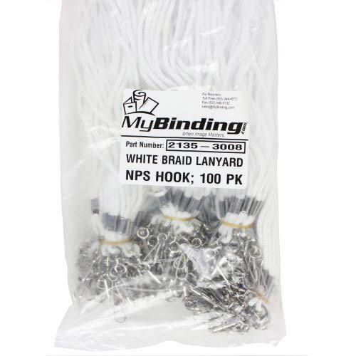 White Round Braid Lanyard with NPS Swivel Hook - 100pk