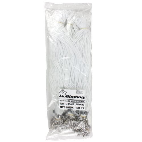 White Round Braid Lanyard with NPS Swivel Hook - 100pk