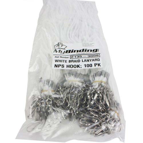 White Round Braid Lanyard with NPS Swivel Hook - 100pk