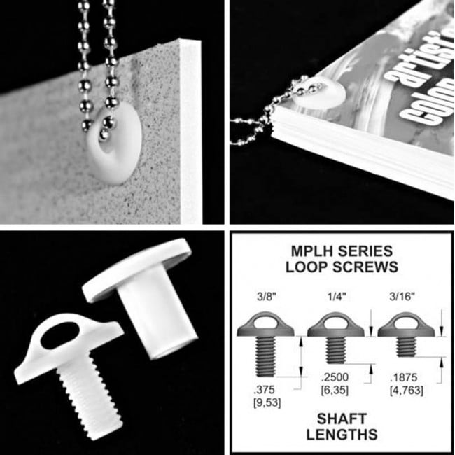1/2" White Snap-Lock Plastic Screw Posts with Loop (100 Sets/Box)