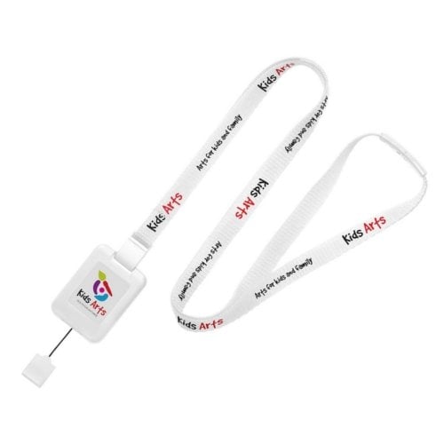 White SlimReel System 3/8" Lanyard/Badge Reel Combination - 100pk