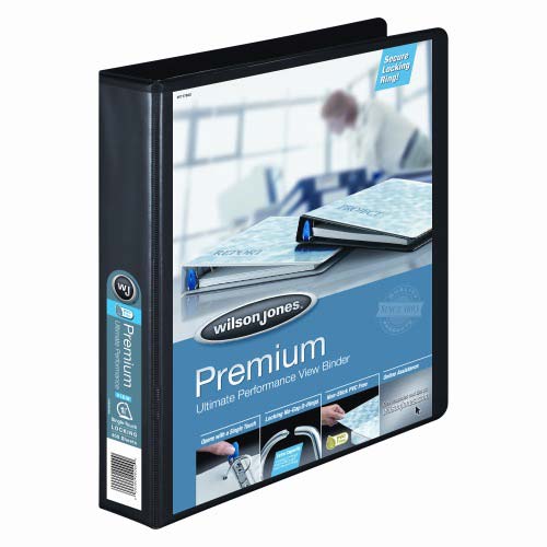 Wilson Jones 1-1/2" Black Premium Locking D-Ring Binder - 12pk