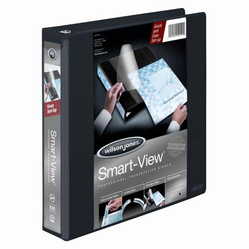 Wilson Jones 1-1/2" Black Smart-View Vinyl Binders - 6pk