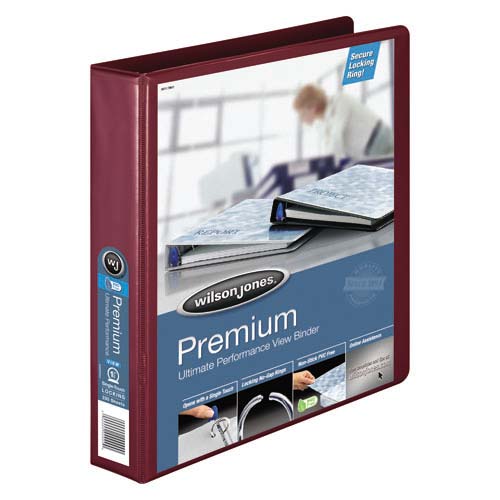 Wilson Jones 1-1/2" Dark Red Premium Single-Touch Binder - 6pk
