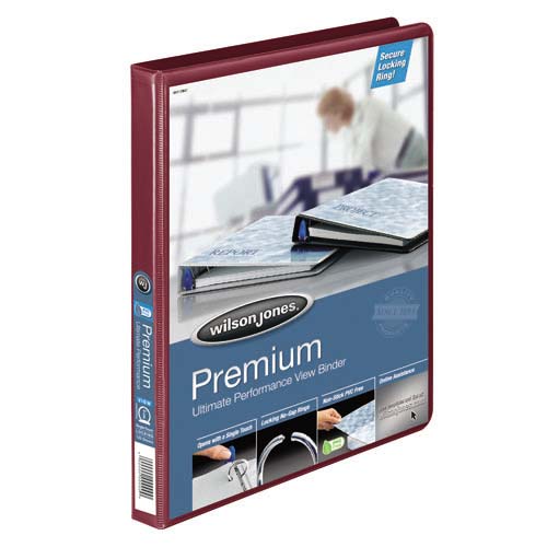 Wilson Jones 1/2" Dark Red Premium Single-Touch Binders - 6pk