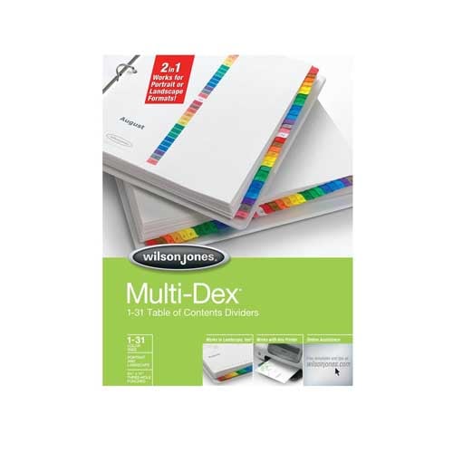 Wilson Jones 1-31 Tab MultiDex Indexes - W90103B - Clearance Sale