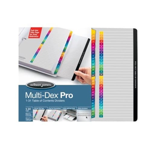 Wilson Jones 1-31 Tab MultiDex Pro Indexes - W54731N - Clearance Sale