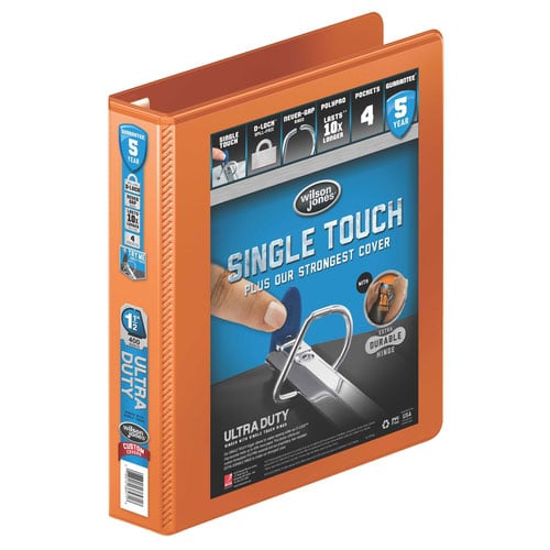 Wilson Jones 1.5" Dark Orange Ultra Duty D-Ring View Binder - 12pk