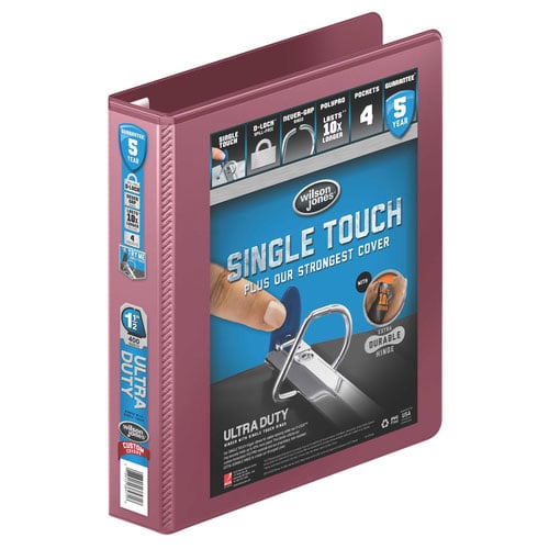 Wilson Jones 1.5" Dark Red Ultra Duty D-Ring View Binder 12pk - W866-34-195PP