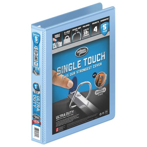 Wilson Jones 1" Baby Blue Ultra Duty D-Ring View Binder - 12pk
