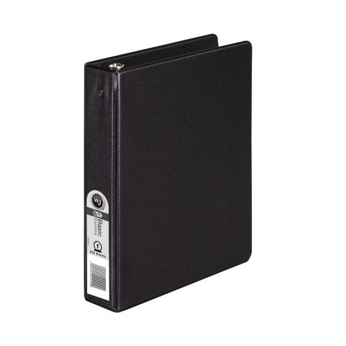 Wilson Jones 1" Black Half Size Basic Opaque Round Ring Binders 12pk - W79671F