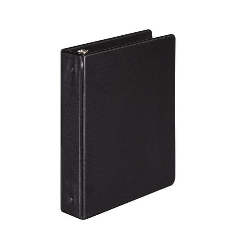 Wilson Jones 1" Black Half Size Basic Opaque Round Ring Binders 12pk - W79671F