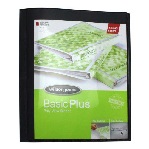 Wilson Jones 1" Black Non-Stick Flexible Binders 12pk - A7043341D